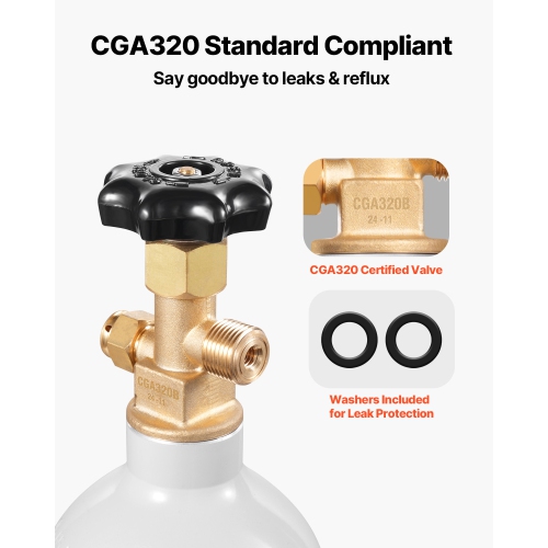 VEVOR CO2 Tank, 2.5 lbs New Aluminum Alloy Cylinder, CO2 Air Tank with Light Gray Spray Coating, CGA320 Valve & Adjustable Pressure, DOT Approved