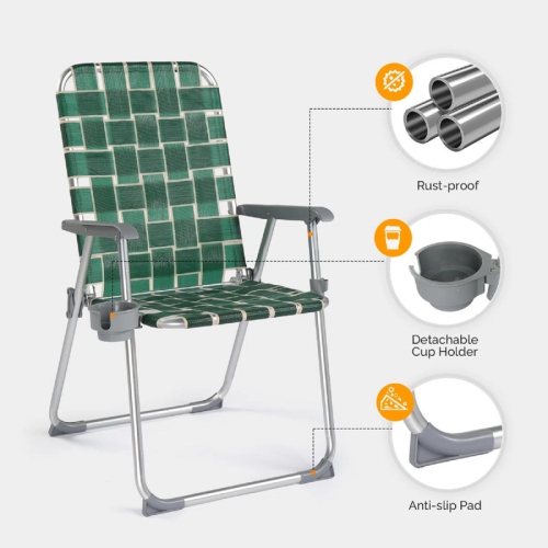 Karl Home Aluminum Folding Beach Chair(Set Of 2)Green
