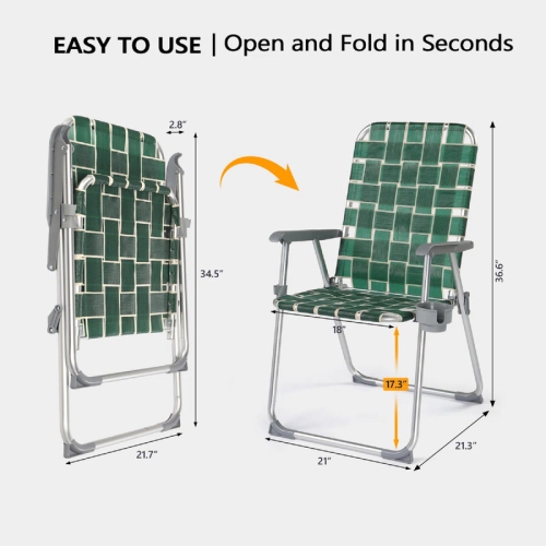 Karl Home Aluminum Folding Beach Chair(Set Of 2)Green