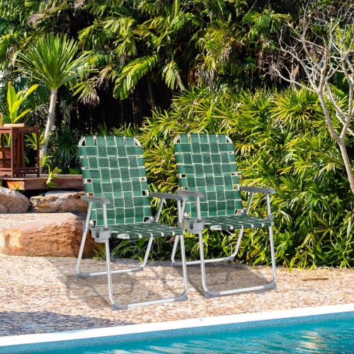Karl Home Aluminum Folding Beach Chair(Set Of 2)Green