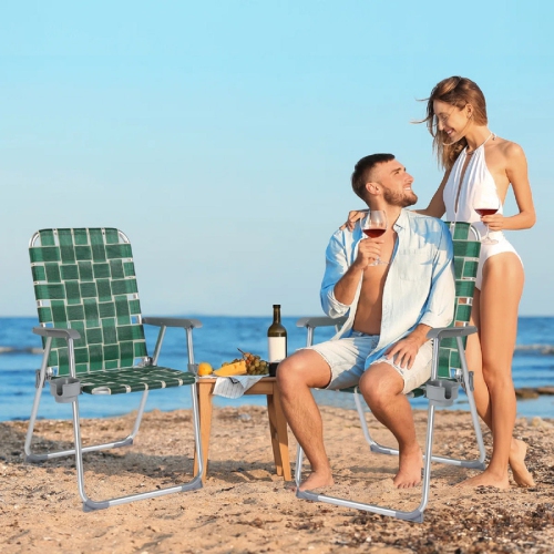 Karl Home Aluminum Folding Beach Chair(Set Of 2)Green