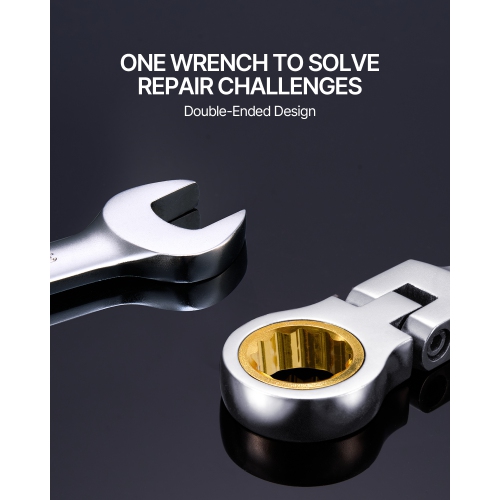 VEVOR 8-piece Flex-Head Ratcheting Wrench Set, with Roll-up Pouch, Cr-V Steel Flexible Ratcheting Wrench Set SAE 5/16" to 3/4", Ideal for General