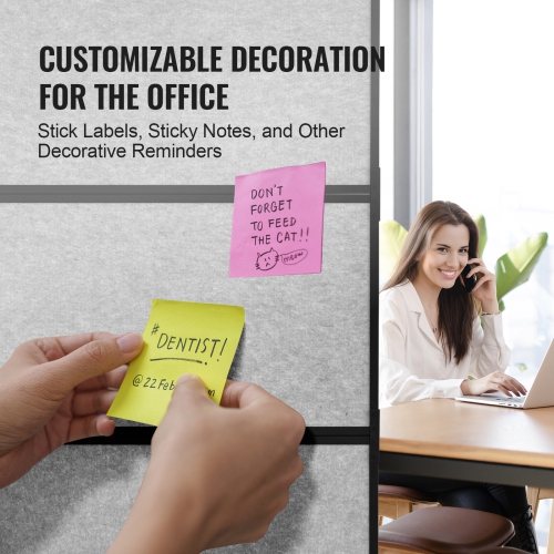 VEVOR 2 Panel Office Divider, Office Partition, Freestanding Office Divider Wall Partition & Privacy Divider Reduce Noise and Room Separation, Light
