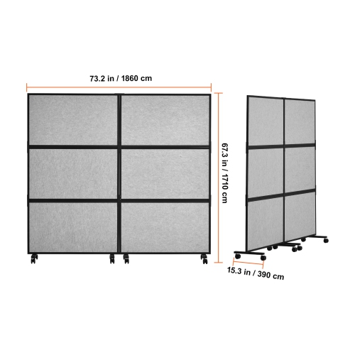 VEVOR 2 Panel Office Divider, Office Partition, Freestanding Office Divider Wall Partition & Privacy Divider Reduce Noise and Room Separation, Light