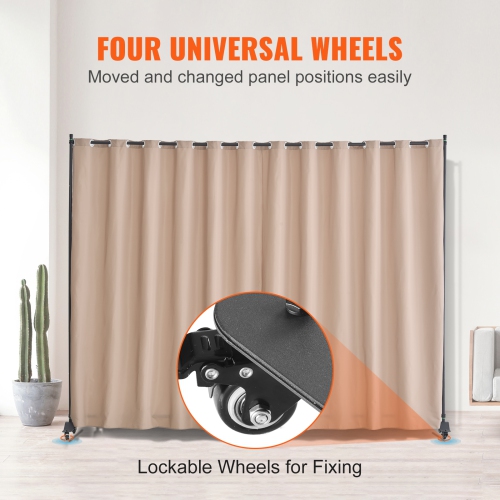 VEVOR Room Divider, Portable Panel Room Divider with Wheels Curtain Divider Stand, Freestanding Room Divider Privacy Screen for Office, Bedroom,