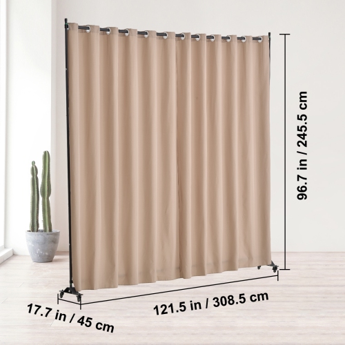 VEVOR Room Divider, Portable Panel Room Divider with Wheels Curtain Divider Stand, Freestanding Room Divider Privacy Screen for Office, Bedroom,