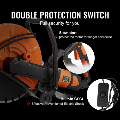 VEVOR 16 in Electric Concrete Saw, 3200 W 15 A Motor Circular Saw Cutter with Max. 6 in Cutting Depth, Wet Disk Saw Cutter Includes Water Line, Pump