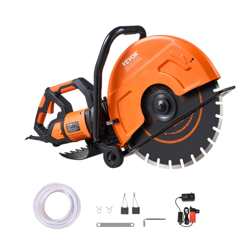 VEVOR 16 in Electric Concrete Saw, 3200 W 15 A Motor Circular Saw Cutter with Max. 6 in Cutting Depth, Wet Disk Saw Cutter Includes Water Line, Pump