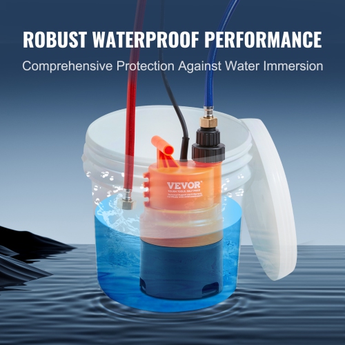 VEVOR 3.7 Gallon Pail Tankless Water Heater Flushing Kit, Includes Efficient Pump & 2 Hoses, Wrench and Adapter for Quick Install, Easy to Start