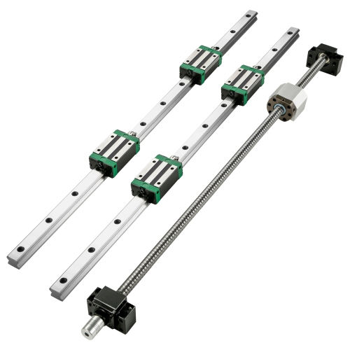 VEVOR 2PCS Linear Guide Rail, HGR20-1000mm Linear Slide Rail + 1Pcs RM1605-1000mm Ballscrew with BF12/BK12 Kit, Coupling, Slide Blocks Linear Guide