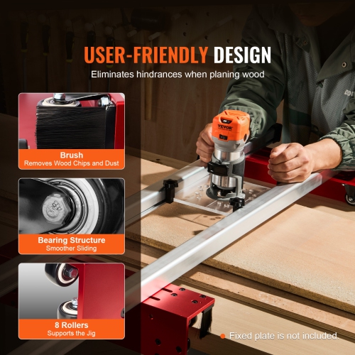 VEVOR 60 inches Router Sled, Portable and Adjustable Slab Flattening Jig DIY Woodworking Router Sled for Flattening Slabs for Wood Flattening, Home