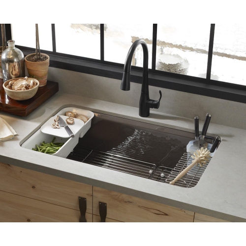 Kohler K-5871-5UA3-0 Riverby Single Bowl Undermount Kitchen Sink, White