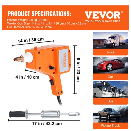 VEVOR Stud Welder Starter Spot Puller Hammer Dent Remove Auto Repair Tool