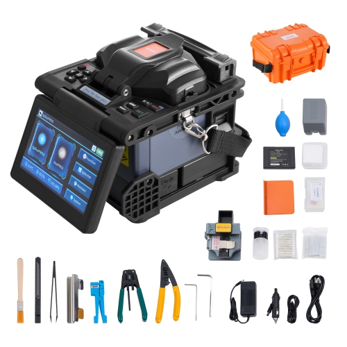 VEVOR  6-Motor Fiber Fusion Splicer, 6S Splicing & 13S Heating, Fiber Splicer Machine \w 5" Lcd Screen, 3 In 1 Fiber Holder, 7800Mah Battery for Sm