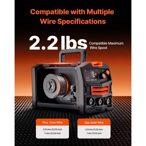 VEVOR 130A Synergic Mig Welding Machine, 2-in-1 Gas MIG/Gasless Flux Core MIG Multi-Process Welder Machine, 110V Mig Welder with IGBT Inverter
