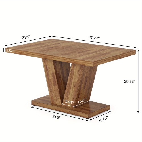 Lantine Christmas 47-Inch Dining Table for 4, Black Kitchen Dinner Table with Heavy Duty Pedestal, Farmhouse Wooden Eating Table for Home, Dining