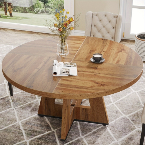 Lantine Round Dining Table Wood Kitchen Table for Dining Room Living Room,47" Dinning Room Tables for 4 Adult,Farmhouse Dinner Table with Wooden