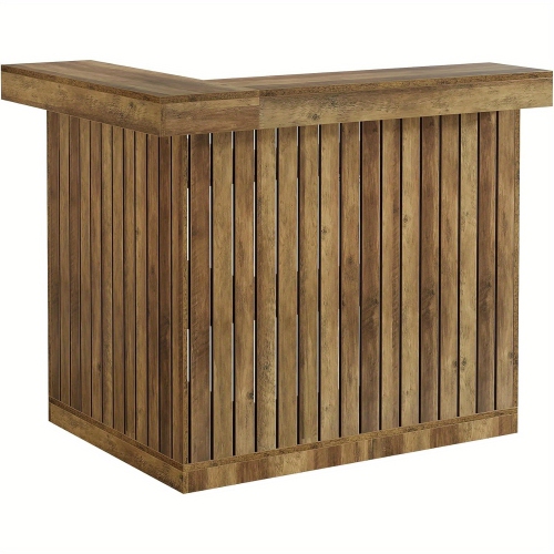 Lantine L-Shaped Home Bar Unit, 4-Tier Corner Liquor Bar Table with Storage Shelves and Wine Glasses Holder, Industrial Wine Cabinet Reception Desk