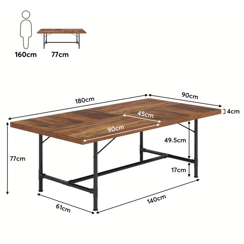 Table de conférence de 6 pi, rectangulaire rustique 70,8&nbsp;po larg. X 35,4&nbsp;po prof., table de conférence moderne pour salle de conférence