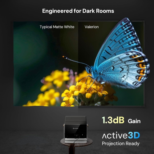 Valerion 135-inch Fixed Frame Projector Screen, 1.3dB Gain, 80% Picture Quality Enhancement, 4K/8K Ultra HD, 3D Compatible, Works with Long Throw,