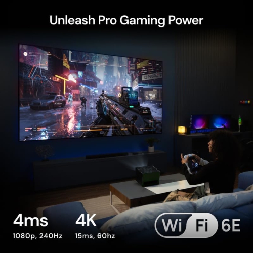 VisionMaster Pro Triple Laser Projector 4K,15000:1 Contrast, 0.9-1.5x Optical Zoom, 2X Multitasking Power, IMAX, HDR10+, GTV, 4ms Lag-Free Gaming,