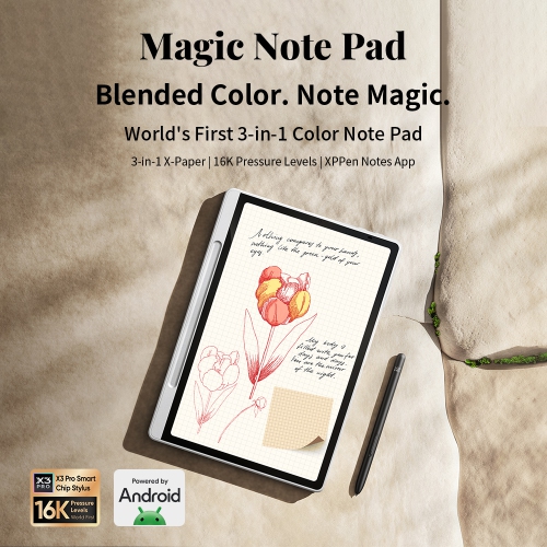 XPPen Magic Note Pad - 3 in 1 Color Digital Notebook 10.95'' Ebook Reader Paper Note Taking Tablet with 16384 Pressure Levels Pencil 2 Magnetic Folio