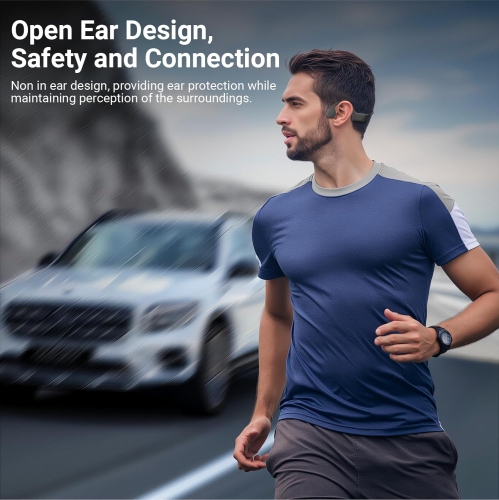 Bone Conduction Headphones,Bluetooth Wireless Open Ear Headphones with Microphone,Waterproof Sports Bluetooth Headset,for Running,Cycling,Walking