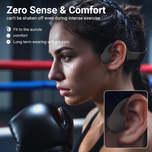 Bone Conduction Headphones,Bluetooth Wireless Open Ear Headphones with Microphone,Waterproof Sports Bluetooth Headset,for Running,Cycling,Walking