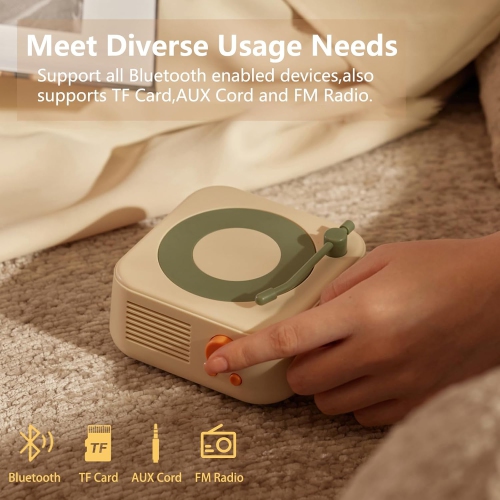 Haut-parleur Bluetooth rétro, Haut-parleur sans fil portatif pour la décoration de la chambre à coucher, Mini haut-parleur Bluetooth portatif
