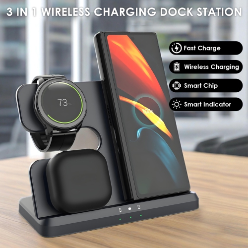 3 in 1 Wireless Charging Station for Galaxy Watch Compatible with Apple, Samsung Phones