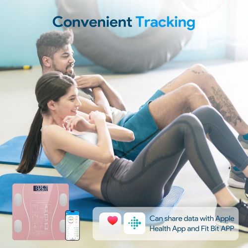 Smart Body Fat Scale with LED Display - Digital Bathroom Scale with Bluetooth to Accurately Measure Body Composition, Muscle Mass, BMI, Waist