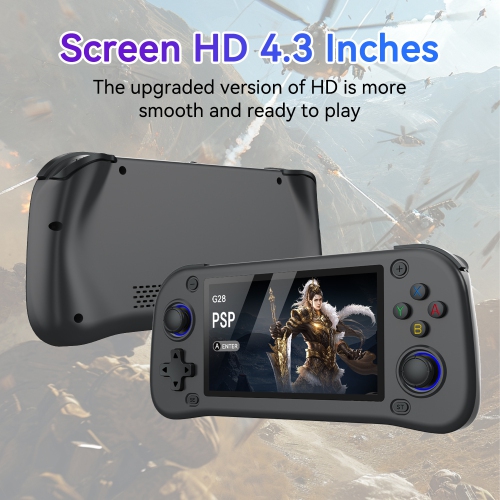 G28 Retro Game Console, 4.3 Inch HD Screen Built-in 64G TF Card Video Game Console, Plug and Play, PSP Handheld Game Console Supports Multiple