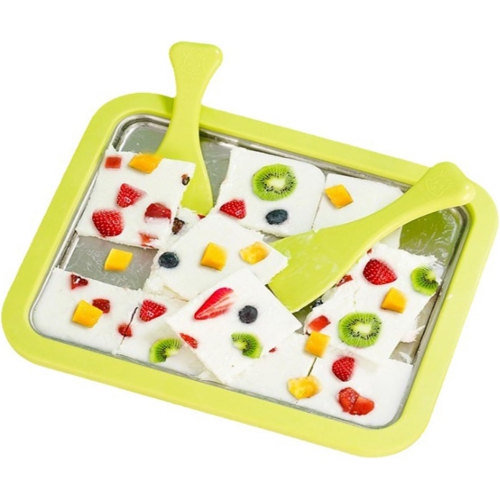 Machine à glaçons, sorbetière, machine à yogourt, moule en acier inoxydable pour rouleau à crème glacée à gel instantané fait maison soi-même vert