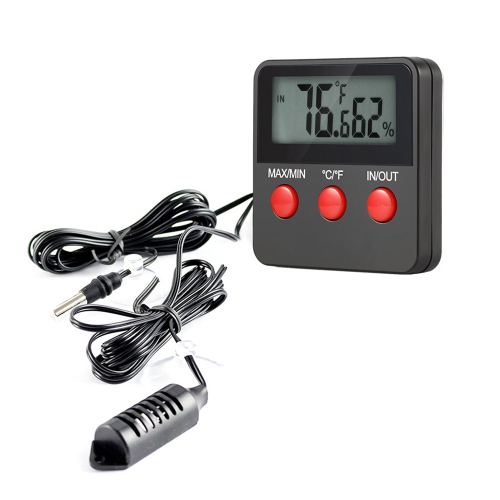 Reptile thermometer and hygrometer Reptile breeding box thermometer and hygrometer with probe Indoor and outdoor digital pet temperature counter