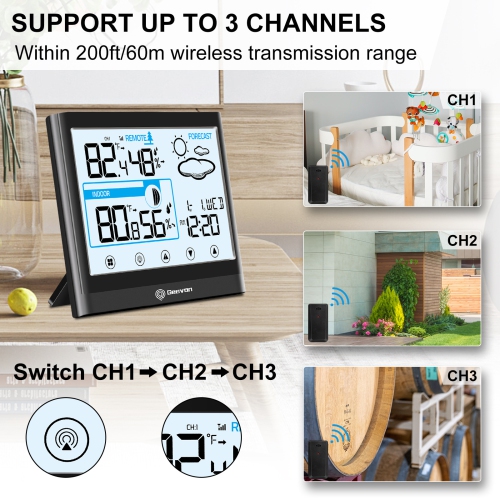 Hot selling touch screen thermometer and hygrometer weather clock electronic thermometer clock alarm clock study room home thermometer intelligent