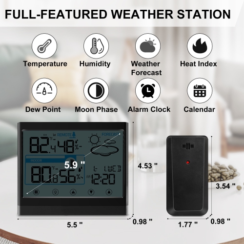 Hot selling touch screen thermometer and hygrometer weather clock electronic thermometer clock alarm clock study room home thermometer intelligent