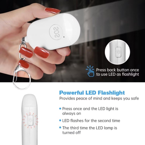 Petite sirène porte-clés étanche autodéfense avec lampe rechargeable 130&nbsp;dB SOS LED pour aider les personnes âgées et les enfants d'urgence