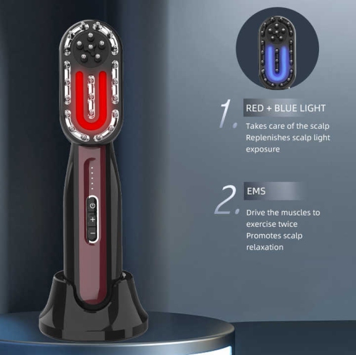 Blue and red light micro hair growth comb multi-function EMS micro-current meridian electric massage comb scalp multi-function hair beauty essence