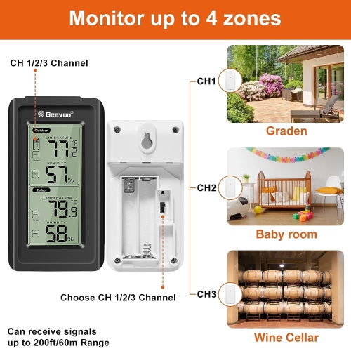 Indoor and outdoor thermometer wireless digital thermometer with LCD backlight new thermometer and hygrometer display electronic digital display