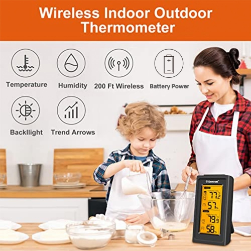Indoor and outdoor thermometer wireless digital thermometer with LCD backlight new thermometer and hygrometer display electronic digital display