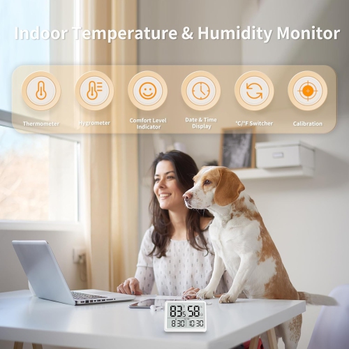 Electronic high-precision thermometer and hygrometer indoor charging digital display hygrometer household precise wall-mounted dry and wet detector