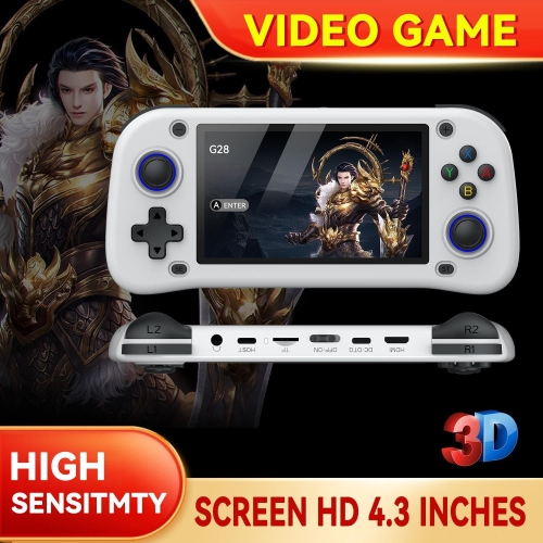 G28 Retro Game Console, 4.3 Inch HD Screen Built-in 64G TF Card Video Game Console, Plug and Play, PSP Handheld Game Console Supports Multiple