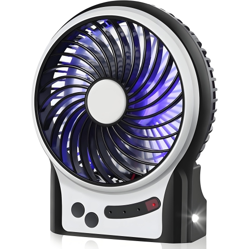 Portable Mini Desktop Fan, USB Charging Desktop Small Fan, Three Wind Speeds with LED Light Suitable for Home, Office, Travel, Camping