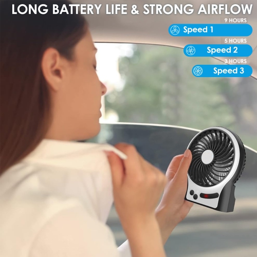 Portable Mini Desktop Fan, USB Charging Desktop Small Fan, Three Wind Speeds with LED Light Suitable for Home, Office, Travel, Camping