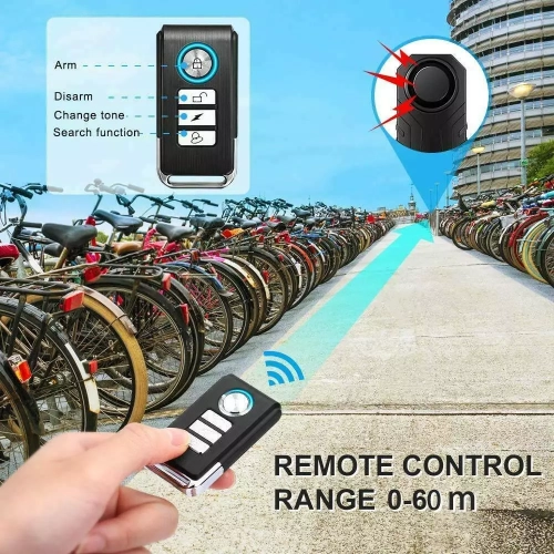 Bicycle Vibration Alarm USB Charge Waterproof 113dB Antilost Motorcycle Electric Bike Alarm With Remote Control