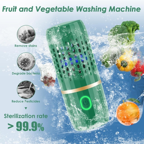Fruit Vegetable Washing Machine Portable Fruit Cleaner Device in Water Deeply Cleaner for Fruit Vegetable Seafood(Green)