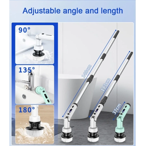 Portable Long Handle Electric Cleaning Brush, Handheld Retractable Household Cleaning Brush Suitable for Kitchen, Bathroom, Toilet Cleaning