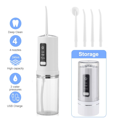 Electric Cordless Water Flosser Rechargeable Tooth Floss Machine Portable Water Picks Tooth Cleaner for Travel