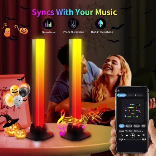 RGB Light Bar, 16 Million Colors Smart LED Light Bar, Music Sync Ambient Lighting, Brightness Dimmable and Timer for Bedroom, Gaming, PC, Party