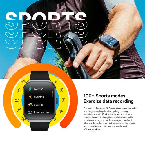 AMOLED HD Smart Watch Fitness Watch Bluetooth Calling for Android iPhone Samsung（Black)